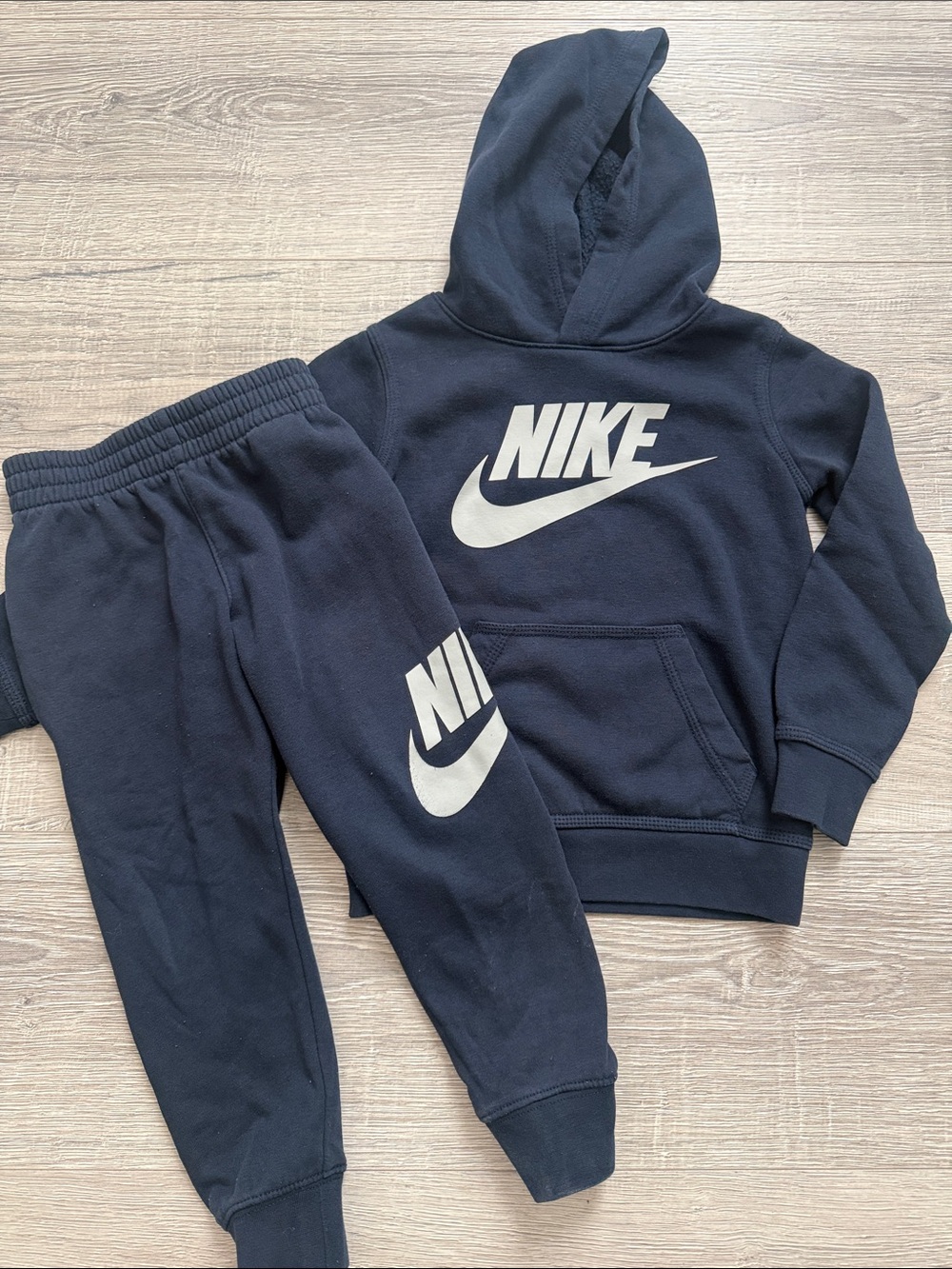 Nike Navy Blue Kids Hoodie & Joggers Set with Gray Logo